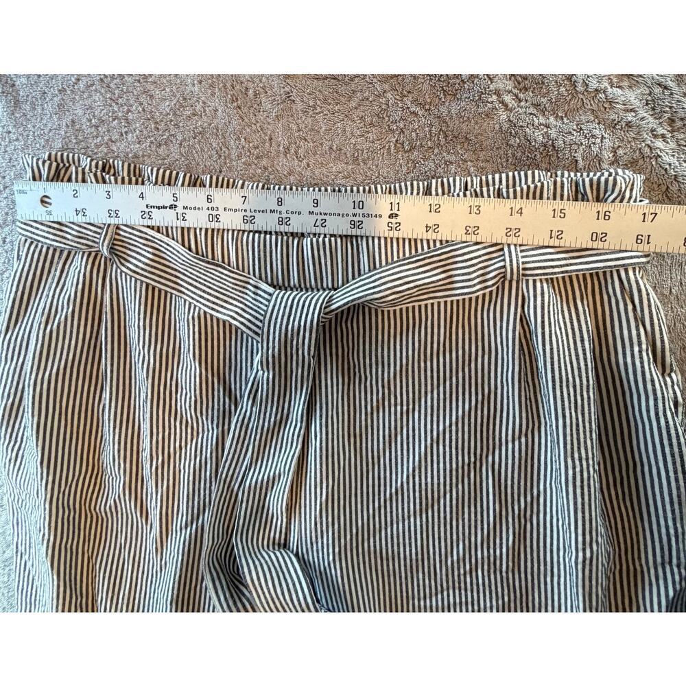 Calvin Klein Pull-On Belted Seersucker Pants Cropped Wide Leg Preppy Beachy - Picture 8 of 12